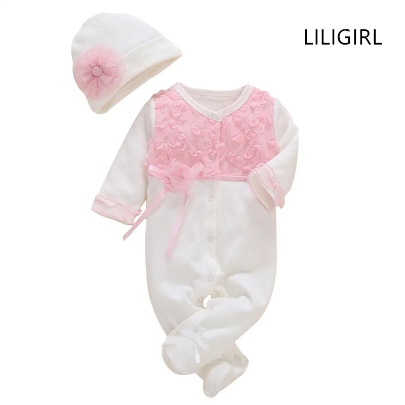 LILIGIRL/одежда для малышей; Новинка г.; комбинезоны для новорожденных+ шапка; комбинезон для девочек; одежда с длинными рукавами; костюм для младенцев