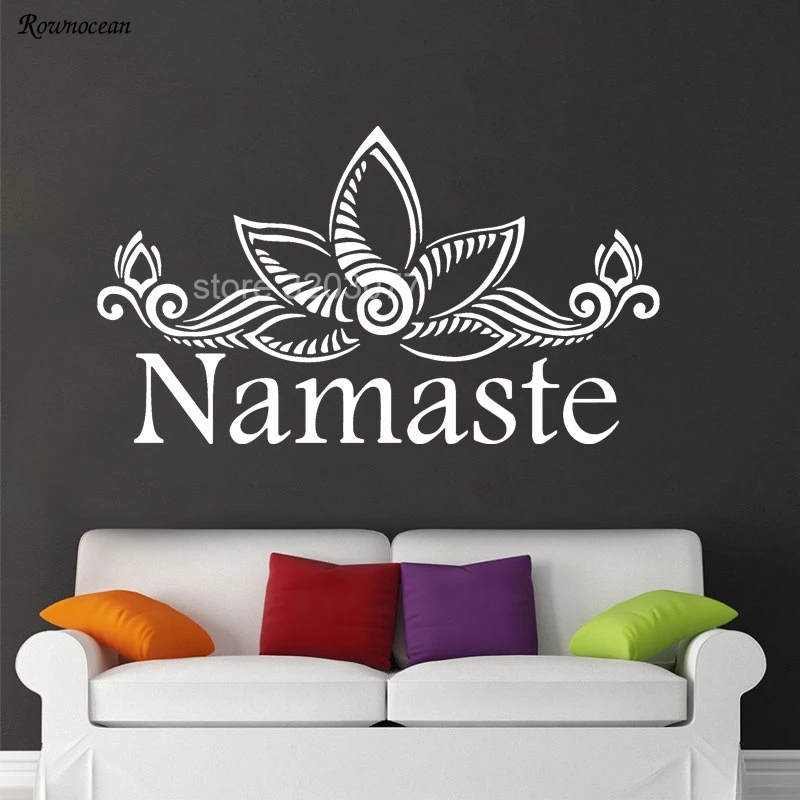 Виниловые наклейки на стену Namaste цветочный рисунок лотоса Йога мандала домашний