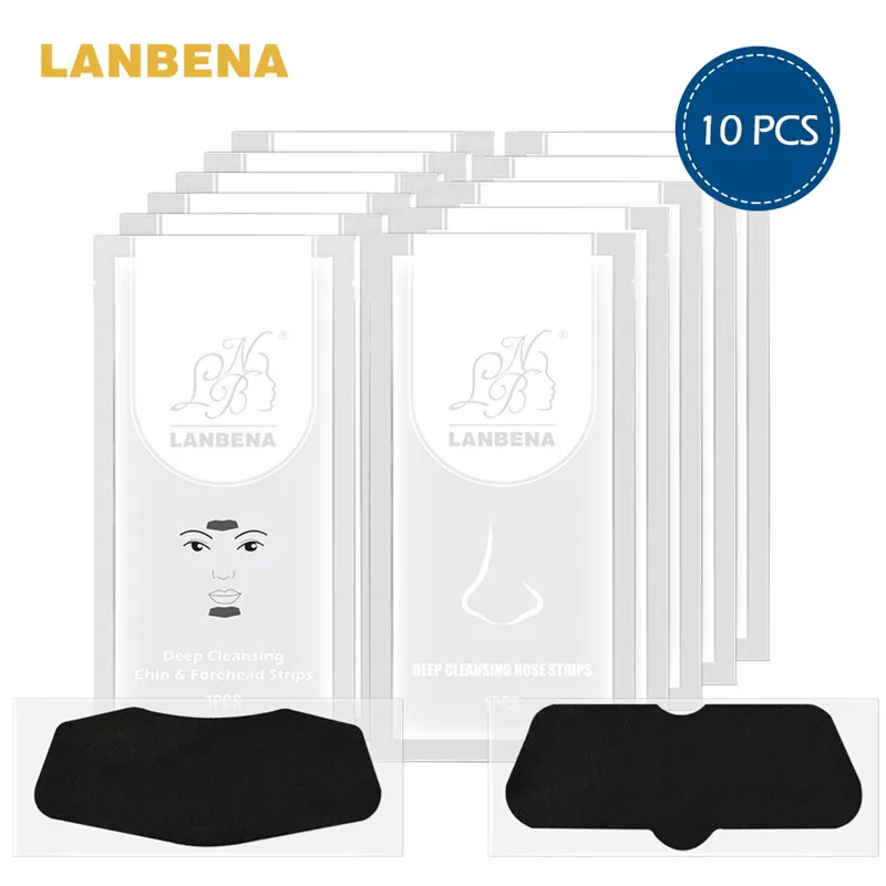 10PCS 10 шт/20 шт./компл. инструмент для удаления чёрных точек Маска Для Носа+ подбородка лба черных пятен, маска для лица, для лечения прыщей, пористая полоска черная маска пилинг для ухода за кожей - Цвет: 10PCS