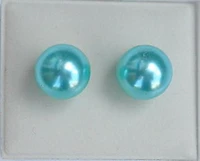 hot sell noble ry00852 genuine natural 7 8mm blue freshwater pearl stud earrings a0422