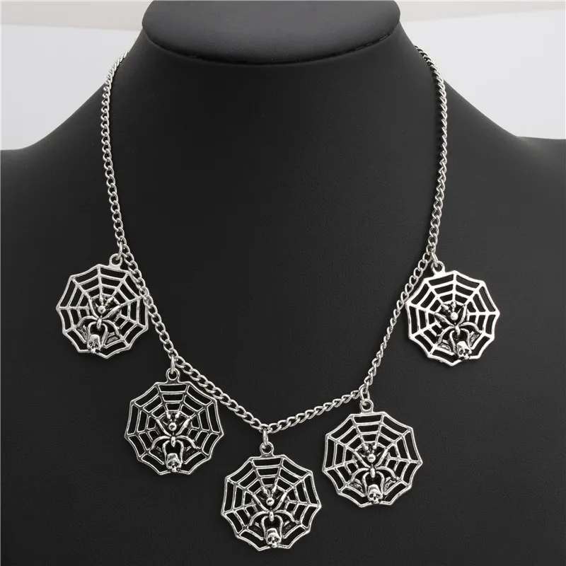1 шт. серебряный цвет паутины Подвески кулон короткая цепочка ожерелье Хэллоуин