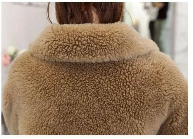 Youth clothing for women Faux fur coat womens Plush famale jacket elegant Imitation lambswool warm fur coats Autumn-Winter 4589
