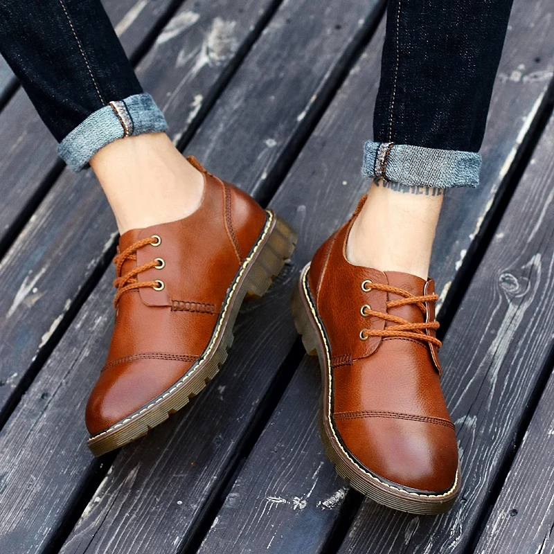 

Handmade Natural Leather Casual Shoes Breathable Waterproof Men Oxfords Shoes Top Quality Lace-Up Outdoor Shoes Men Dropshipping