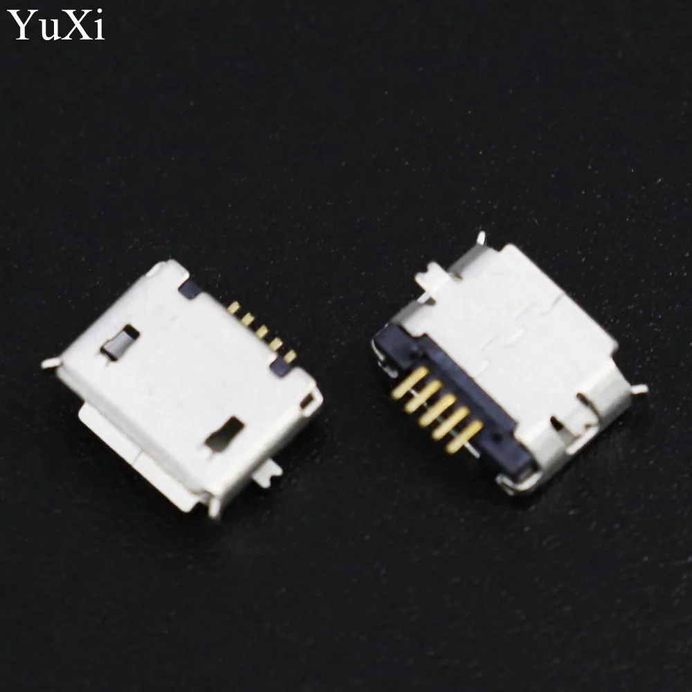 

YuXi 100pcs micro USB socket 5pin SMD Pin Long needle 5pin SMD Copper shell Data port Charging port Mini usb connector