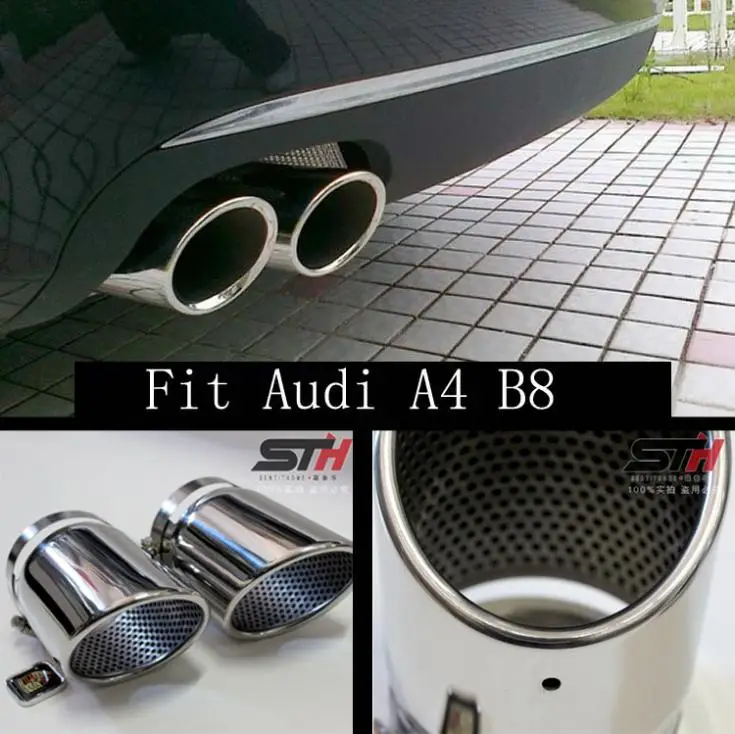 2 шт. глушитель выхлопной трубы из нержавеющей стали для AUDI A4 B8 0 2009 2010 2011 2012 2013 2014