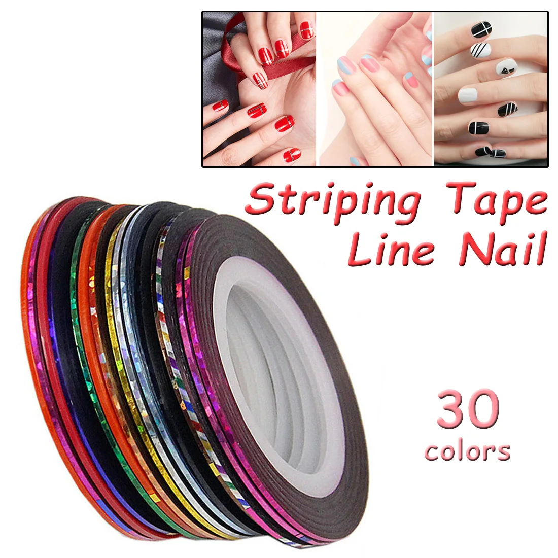 30 цветов Золотая и серебряная проволока смешанные украшения для маникюра линия