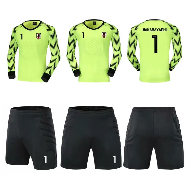 Green with Shorts Капитан Цубаса нанкацу школьная команда JFA вратарь Wakabayashi Genzo Косплей длинный рукав футболка футбол Джерси костюм - Цвет: Green with Shorts