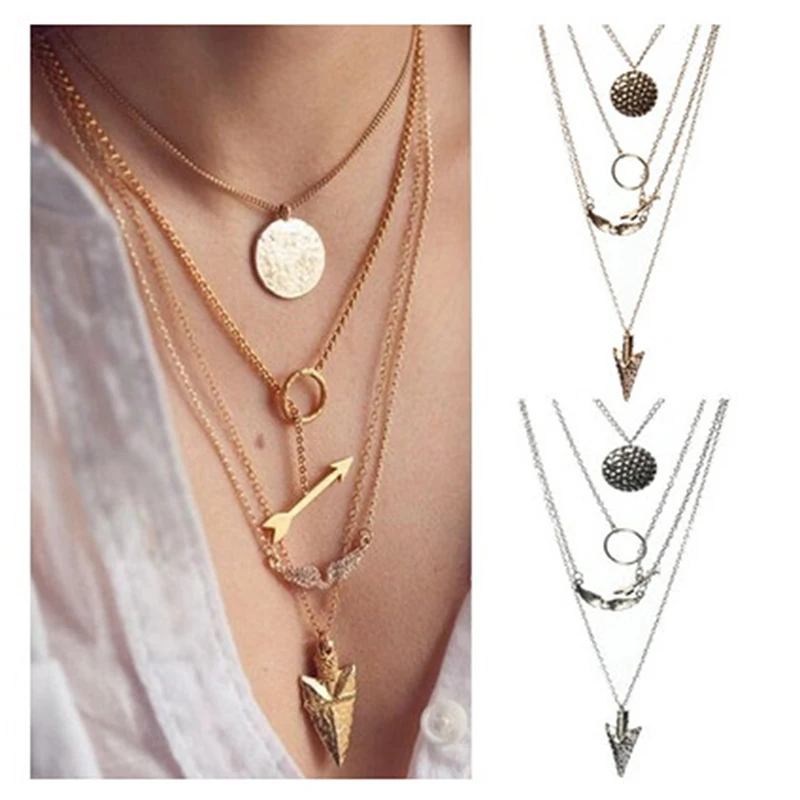 Новинка 2017 года пикантные Для женщин Многослойные нерегулярный кристалл кулон