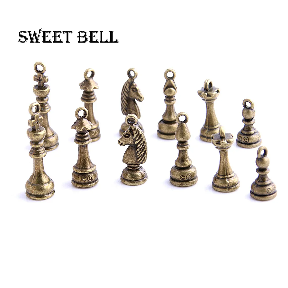 SWEET BELL 6 набор модных двухцветных металлических цинковых подвесок шахматы