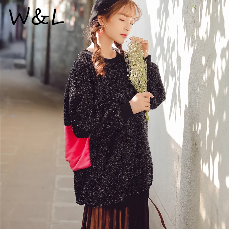 Women Sweater Pullover Knitted Jumper Pull Winter Thicken Warm Loose Batwing Sleeve Female Clothing Oversize Pink Bow Sweet Girl | Женская