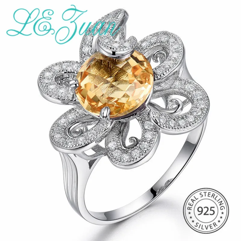 Женское кольцо L & zuan из серебра S925 пробы с натуральным цитрином 3 73 карат|ring for|rings