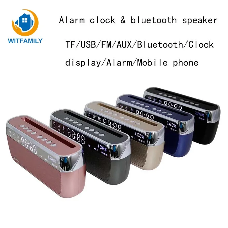 Новые беспроводные Bluetooth аудио мини часы портативные креативные наружные мобильные телефоны кронштейн сабвуфер Настольный Будильник FM динамик