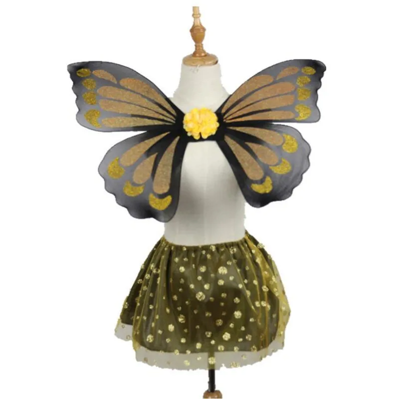 Kids Girls Bee Ladybug Butterfly Wing Headband Wand Skirt Girl Fairy Cosplay Performance Prop Party Halloween Costume Navidad