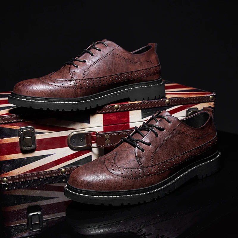 Лучшие классические Для мужчин Туфли без каблуков Обувь из спилка Винтаж Оксфорд