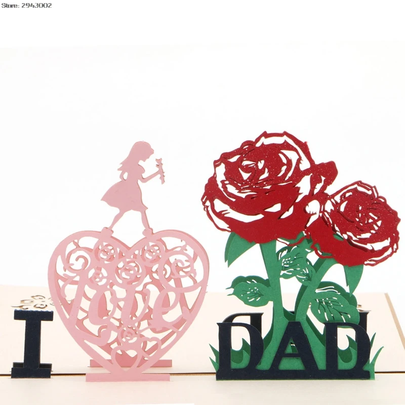 3D Pop Up I Love Dad поздравительная открытка подарок на день рождения|Открытки и