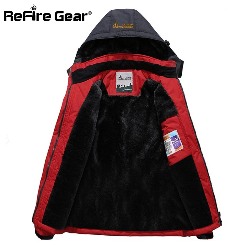 ReFire Gear зимняя теплая водонепроницаемая ветровка мужская Толстая флисовая