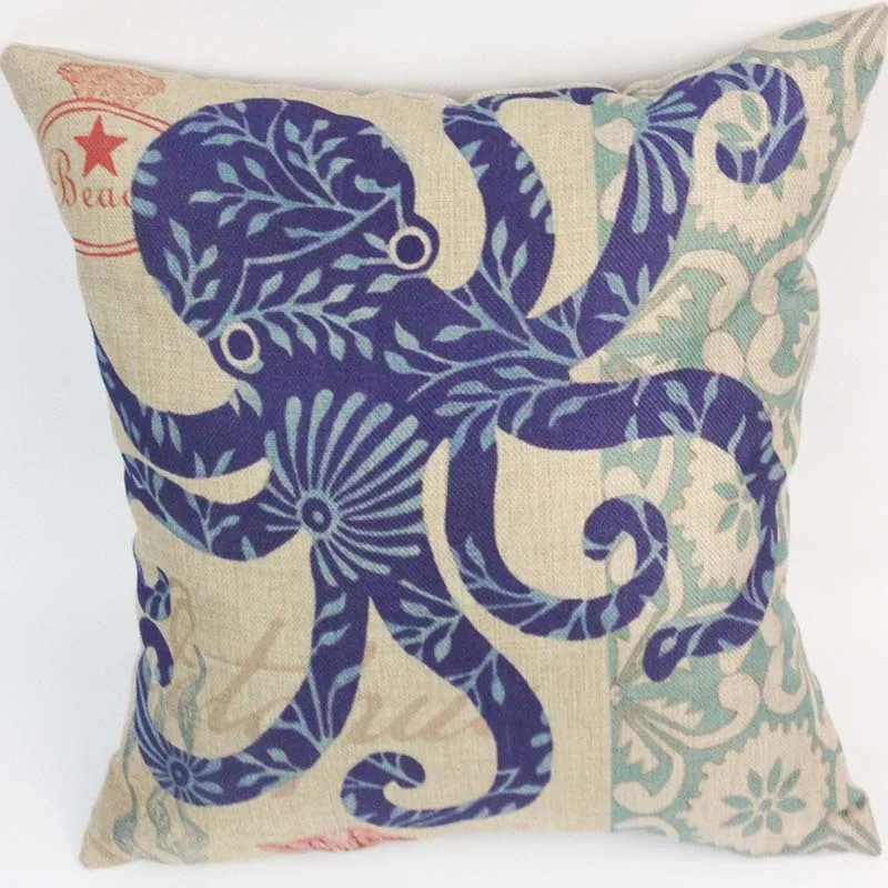Наволочка на подушку размером 45*45 см декоративная печать Подушка с морской