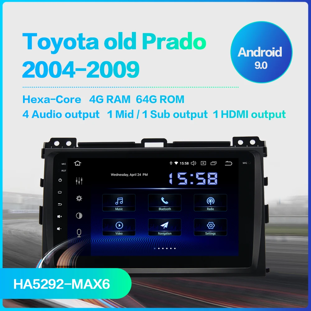 Dasaita Android 9,0 DSP 1din автомобиль радио для Toyota Prado 120 2004 2005 2006 2007 2008 2009 " ips экрана навигация gps 4 Гб Оперативная память
