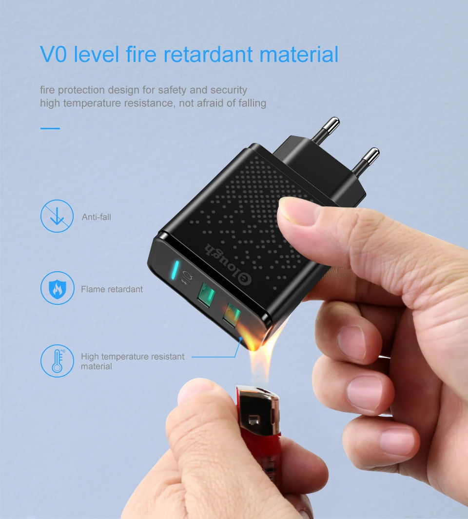 Elough USB зарядное устройство для телефона Dual EU USB зарядное устройство Блок штекер 2.4A Быстрая Зарядка адаптер для cargador usb зарядка