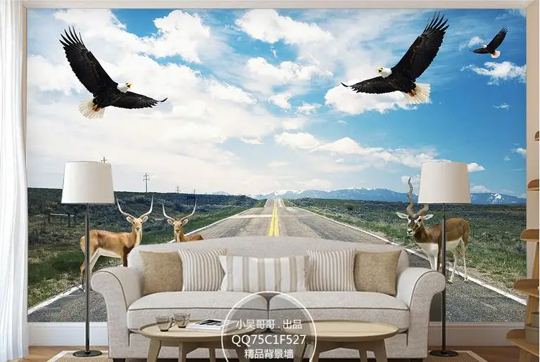 Custom photo wallpaper for walls 3 d wall murals Highway fawn animals mural background decor living room | Обустройство дома