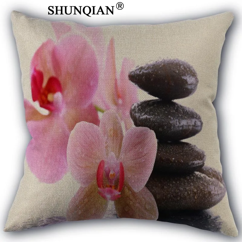 Чехол для подушки из хлопка и льна с орхидеей 45x45 см|linen pillowcase|pillow casedecorative pillow case |