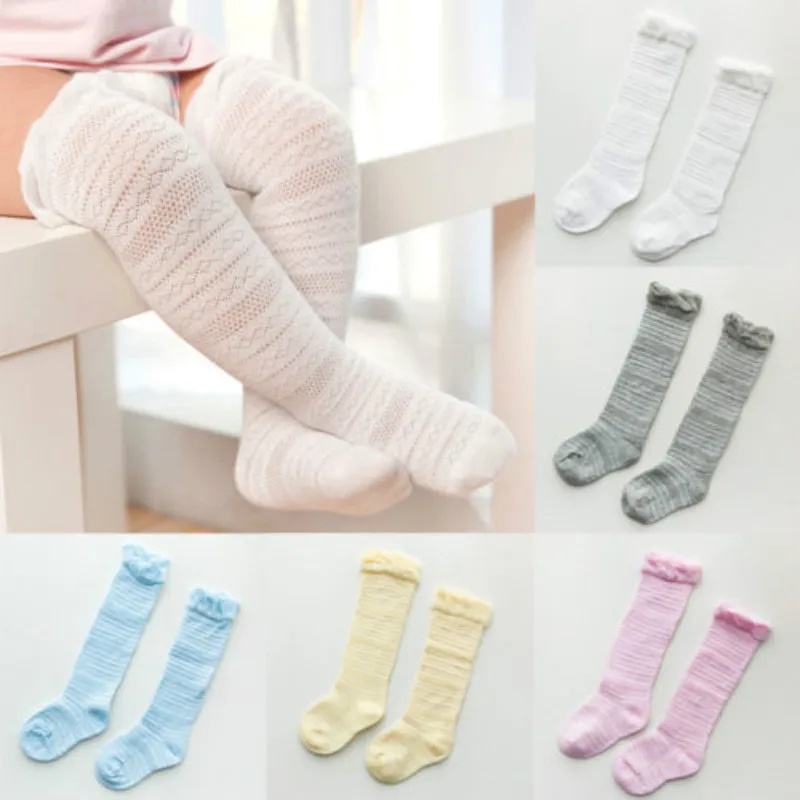

Autumn Spring Baby Girls Stocking Knee High with Bows Cute Baby Stocking Long Tube Kids Leg Warmers Knitted Crochet Knee Boots