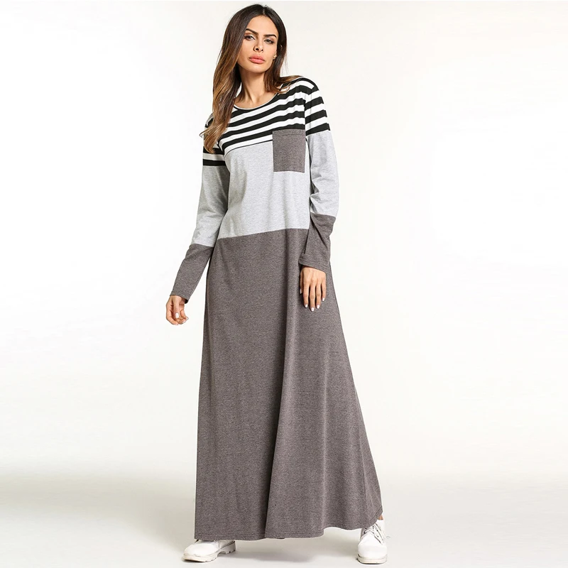 Мусульманское платье MISSJOY Дубай abaya женское мусульманское арабское полосатый