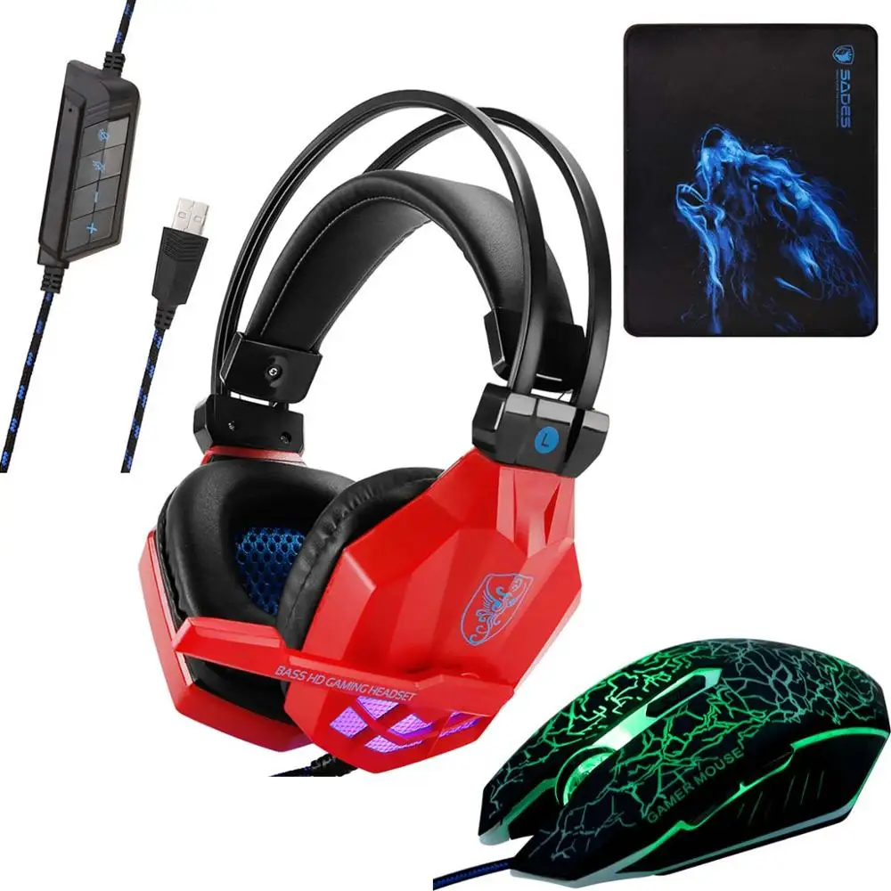 USB850 led rd-B2-sad Soyto USB850, стерео игровая гарнитура, 7,1, Virtual Surround Bass, игровые наушники с микрофоном, светодиодный светильник для компьютера, ПК, геймера - Цвет: USB850 led rd-B2-sad