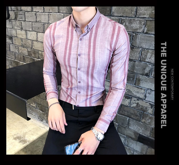 Мужская рубашка высокого качества Chemise Homme Осенняя Новая мужская рубашка с длинными рукавами приталенная мужская одежда деловые рубашки в повседневном стиле