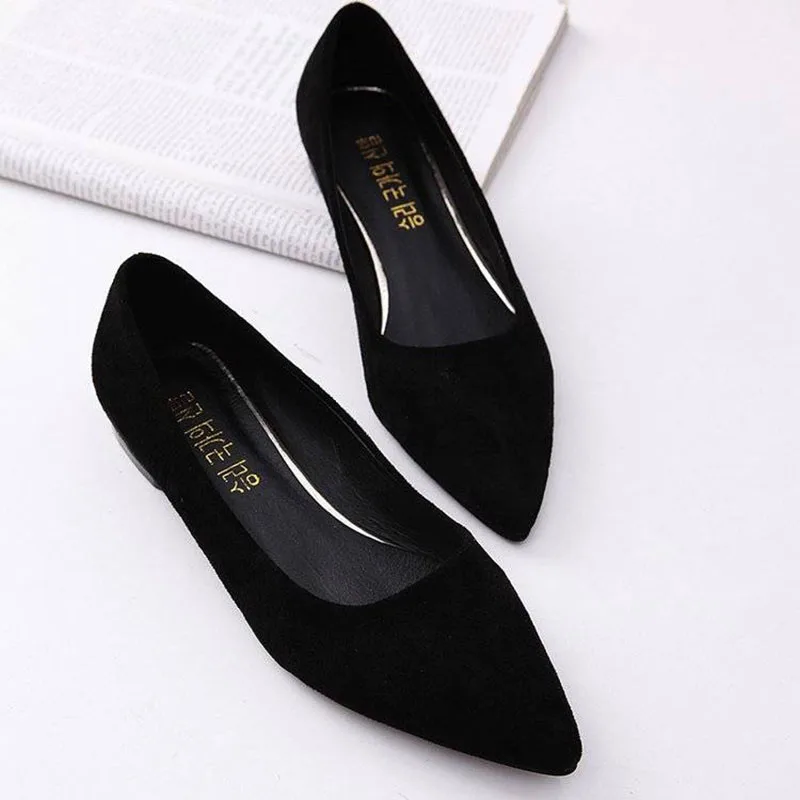 Vangull Fashion Low Square Heels Women Pumps Flock Shallow Slip on Dress Shoes Pointed Toe Office Lady Casual Single | Обувь