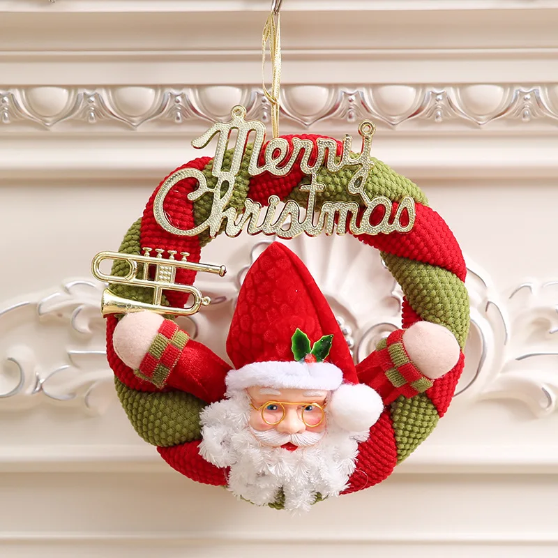1pc Christmas Ornament Wreaths Plush knitting Santa Clause Snowman Window Door Hanging Garland Xmas pendant Home Decor | Дом и сад