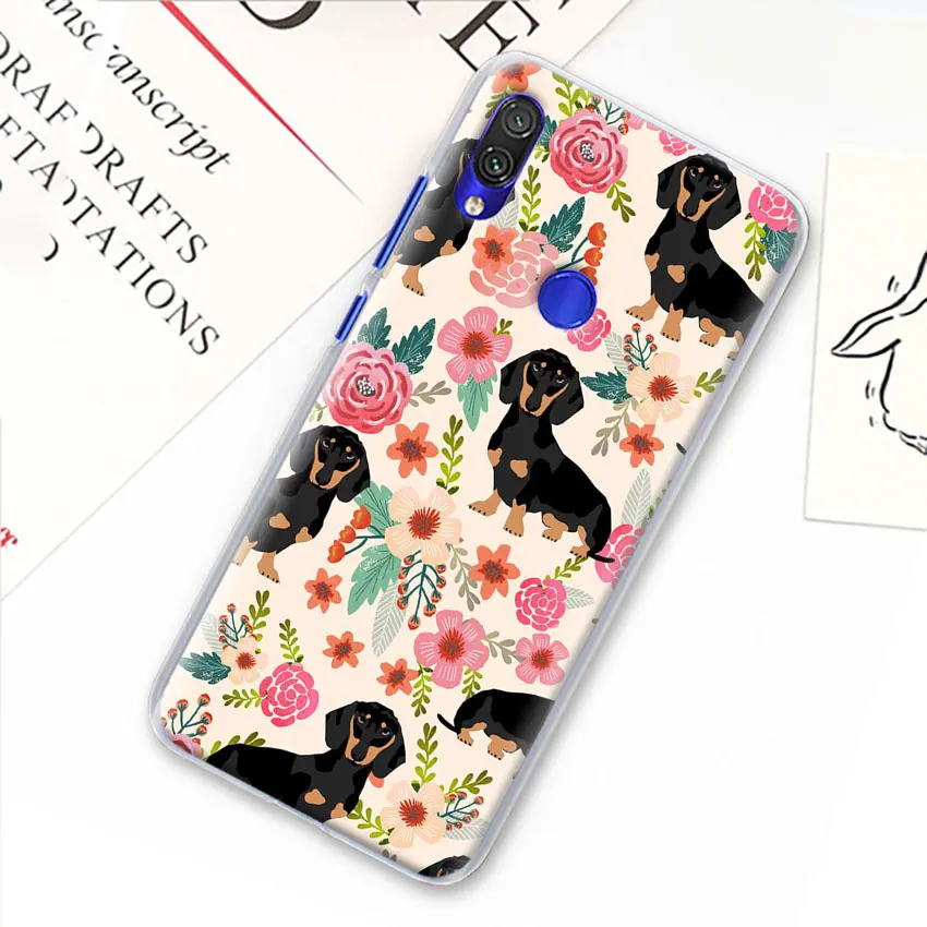 Такса Doxie Цветок Собака Щенок чехол для телефона для Xiao mi красный mi 7 5 6 Pro Note 7 Pro 5 5A 6 mi A1 A2 8 Lite 9 чехол Coque