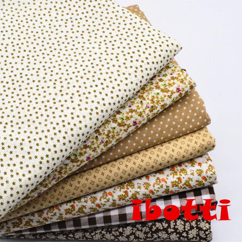 7 шт./лот, 50x50 см, Новое поступление, Коричневая серия, хлопок, ткань для шитья, тильда, кукольная ткань, сделай сам, лоскутное шитье, текстильная ткань