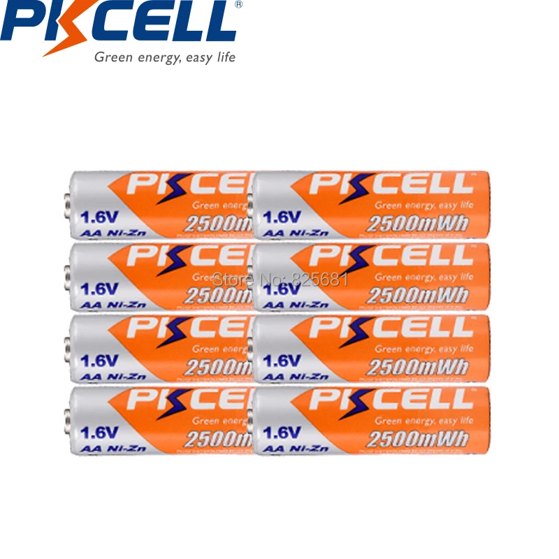 8 шт. аккумуляторные батарейки PKCELL 2500mwh NIZN AA 1 6 в В|aa battery|rechargeable batterybattery a |