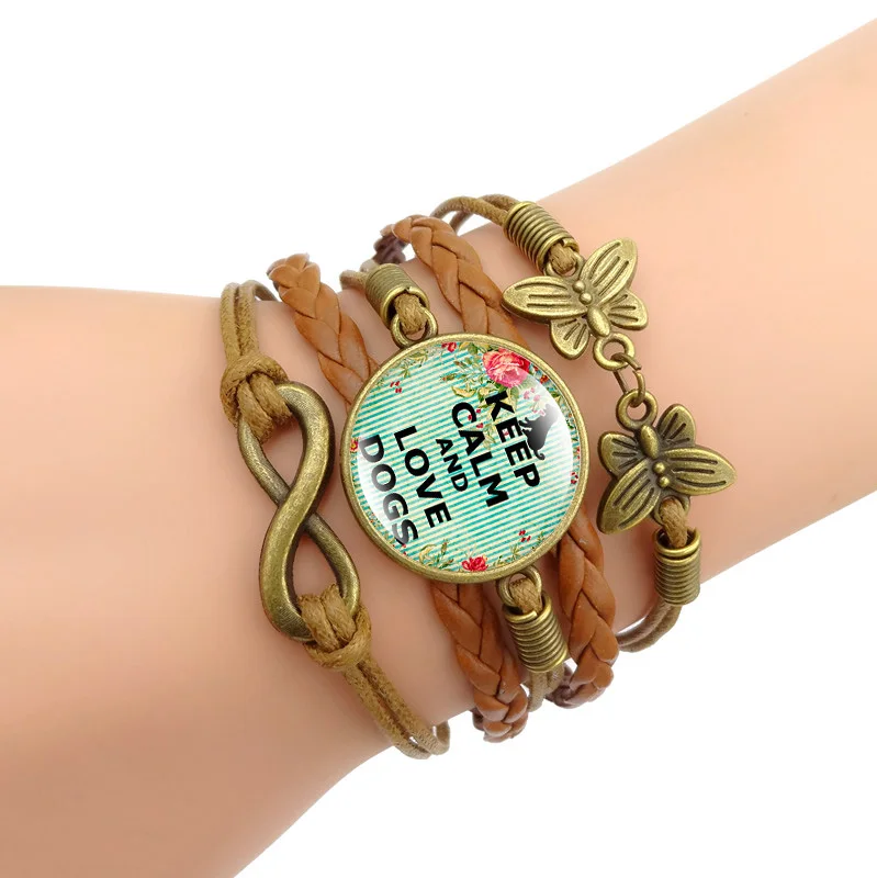 Модный многослойный браслет сохраняющий спокойствие и любовь стеклянные