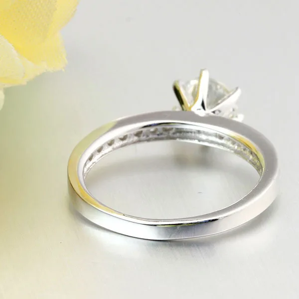 Genuine 925 Simple Classic Engagement Ring for Woman Solid Sterling Silver .75Ct Wedding Ring(RI100622) | Украшения и аксессуары