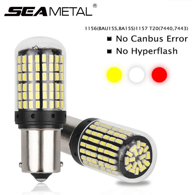 12V 21 Вт Автомобильный светодиодный 3014 144SMD Светодиодный лампочки Canbus без ошибки BA15S 1156 BA15D 1157 фонарь стоп-сигнала для поворотов светильник Авто Предупреждение лампы