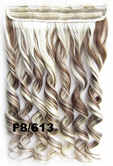 GS888 Color F8-613 Girlshow, 5 клипов, синтетические волосы для наращивания, волнистые, женский парик, волосы шиньон-хвост, 87 цветов, 130 г, 60 см, 1 шт - Цвет: GS888 Color F8-613