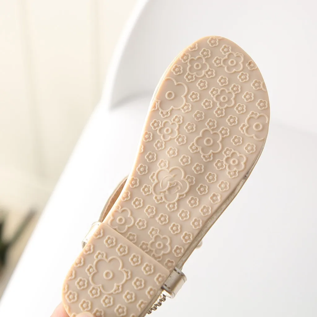 summer kids sandals for girls Bowknot Pearl Princess shoes baby girl sandals Thong kids sandals crystal bebek ayakkabi A1