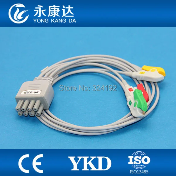 Совместимый многозвеньевой кабель IEC/3 поводка Nihon kohden ЭКГ-кабель и клипсы