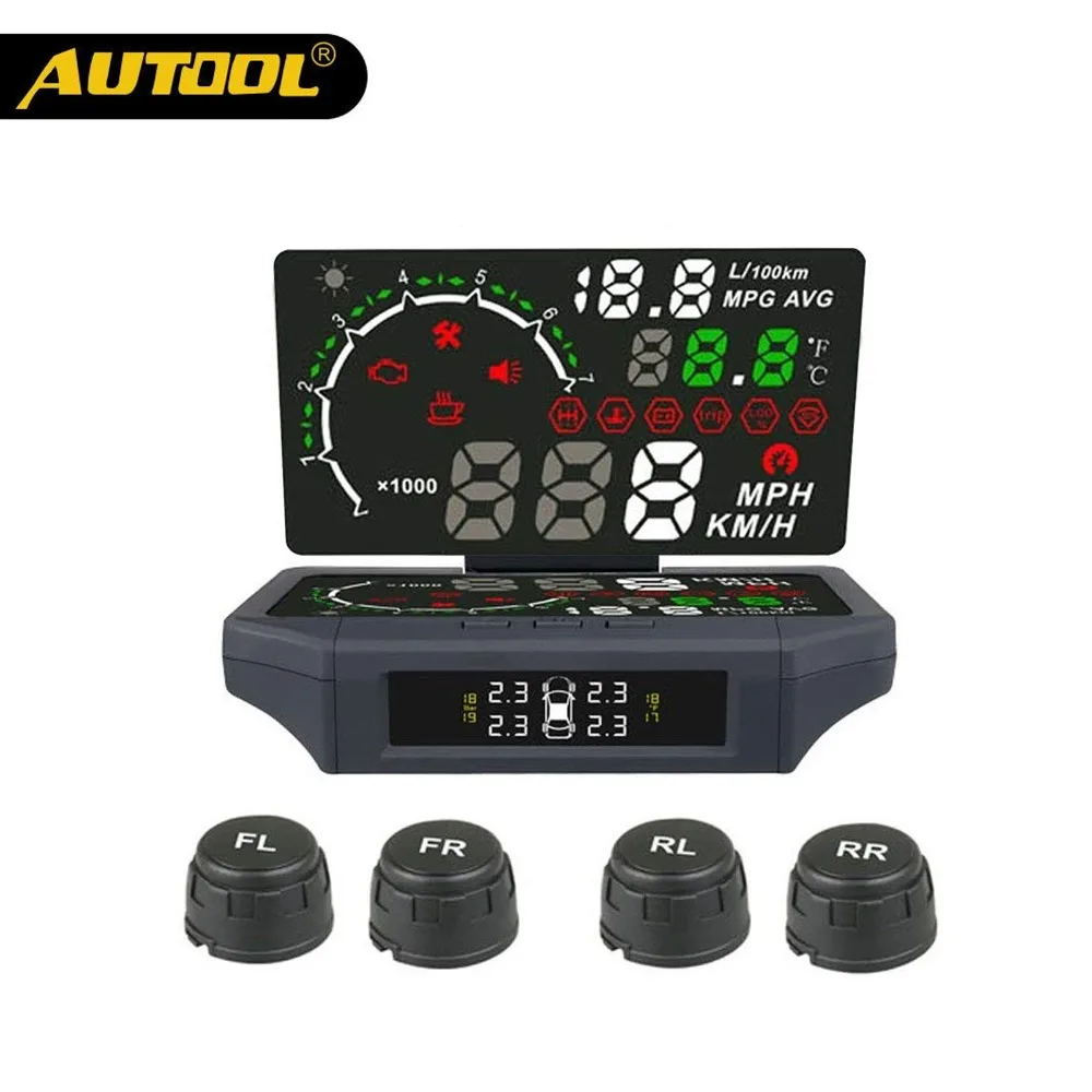 AUTOOL X360 автомобильный TPMS HUD Дисплей датчик контроля давления в шинах термометр OBD2