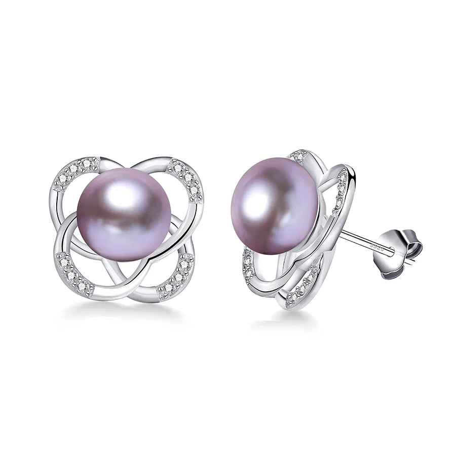 purple pearl Распродажа! Хорошее качество, серебро, 925 белый натуральный пресноводный жемчуг, серьги-гвоздики для женщин, настоящий жемчуг, модное ювелирное изделие - Цвет камня: purple pearl