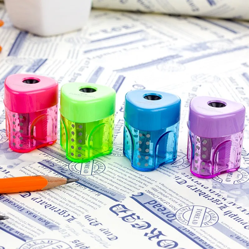 Точилка для карандашей Faber Castell 1834, с одним отверстием, синий, розовый, зеленый, фиолетовый, с контейнером, офисные и школьные принадлежности