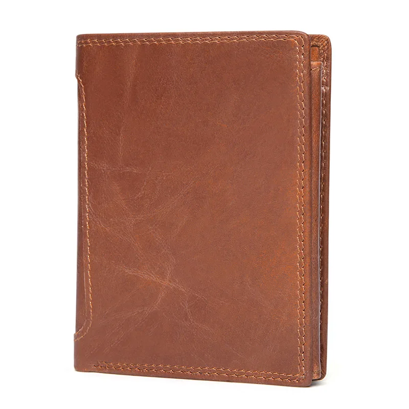 yellow-brown Стиль, мужской кошелек из натуральной кожи, Ретро стиль, Crazy Horse, тройная, RFID Блокировка, кошельки, для монет, многофункциональный кошелек, держатель для карт - Цвет: yellow-brown