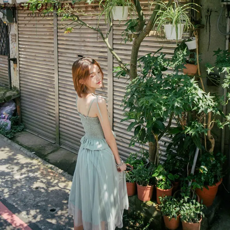 

New summer cold shoulder dress woman elegant long tank top dress solid color peplum tank top+ tulle skirt two piece set KK928 HQ