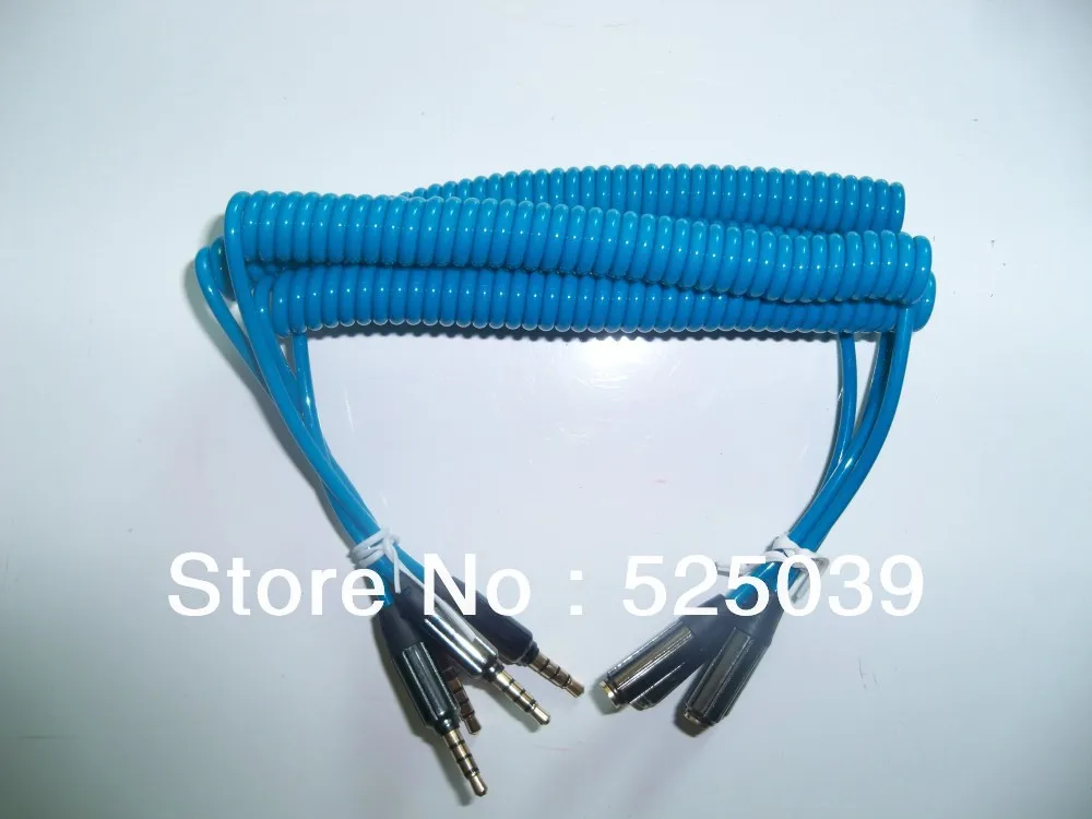 Free shipping spring 3.5mm jacks thicker cables one male to female with top quality blue color |