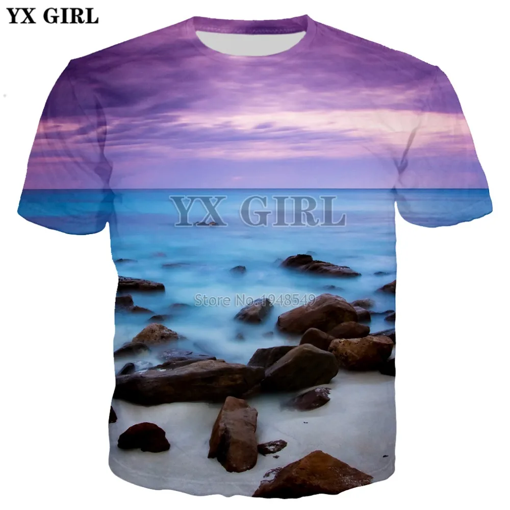 Брендовая футболка YX GIRL Новинка лета 2018 модные футболки натуральное синее море и