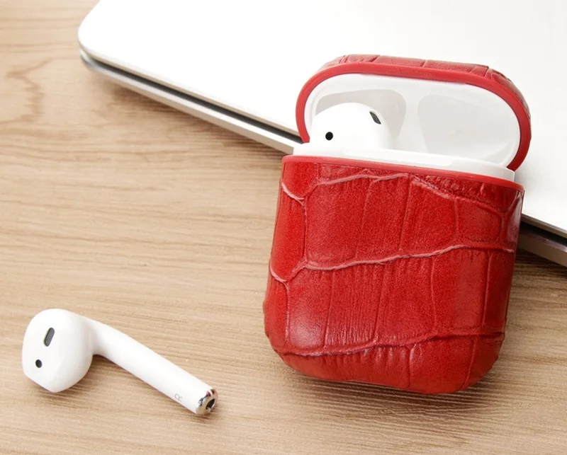 Чехол для наушников для AirPods 1 Bluetooth беспроводной защитный кожаный чехол Роскошный первый слой из коровьей кожи крокодил тонкие аксессуары