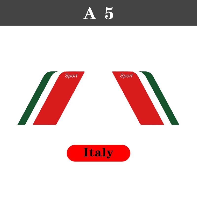 Italy 1 пара, 2 шт., виниловые наклейки на крыло автомобиля, наклейки на кузов автомобиля, украшение для Audi A4 A3 A5 A6 Q3 Q5 Q7, Стайлинг автомобиля - Название цвета: Italy