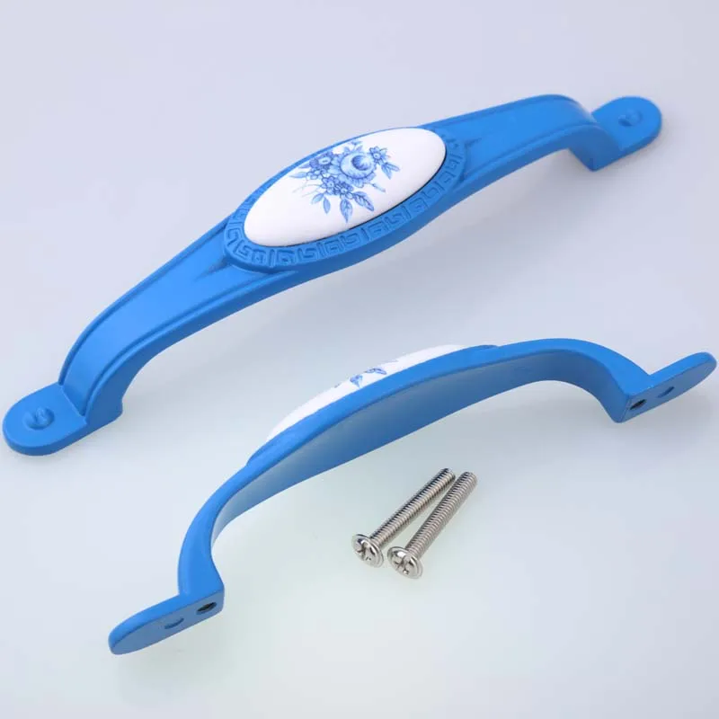 128 мм модный синий комод ручка двери белый и фарфоровый кухонный ящик выдвижная 96